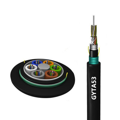 কেনা HXCOWO 24 48 Core G652D GYTA53 Outdoor Armored Fiber Optic Cable SM Steel Tape অনলাইন উত্পাদন